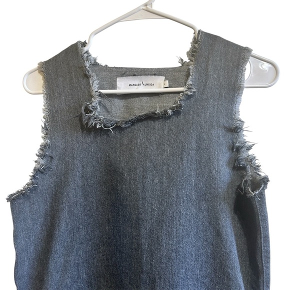 Marques'‎ AlmeidaScoop Neck Knee-Length Dress Size Small Denim Frayed - Picture 3 of 6